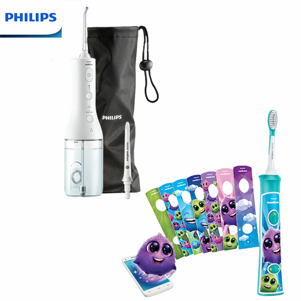 【超值組合+贈原廠沖牙機】PHILIPS 飛利浦兒童音波震動電動牙刷 HX6322/HX-6322 0