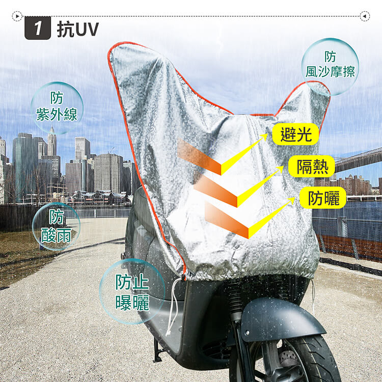 蓋方便 機車防水防曬龍頭罩-3D銀格紋(加長加厚款) 4