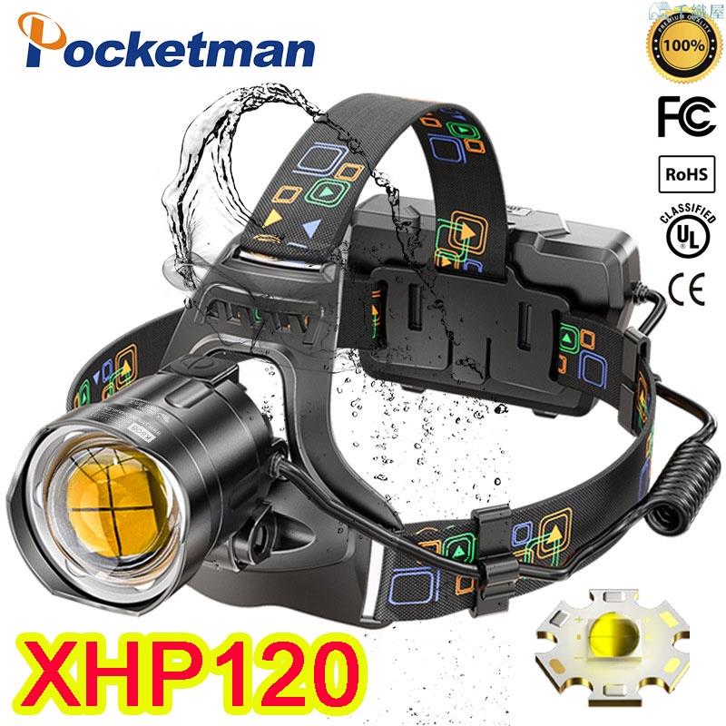 XHP120 1500M 遠距離強力 LED 頭燈可變焦戶外頭燈 XHP90.2 頭部手電筒打獵手電筒