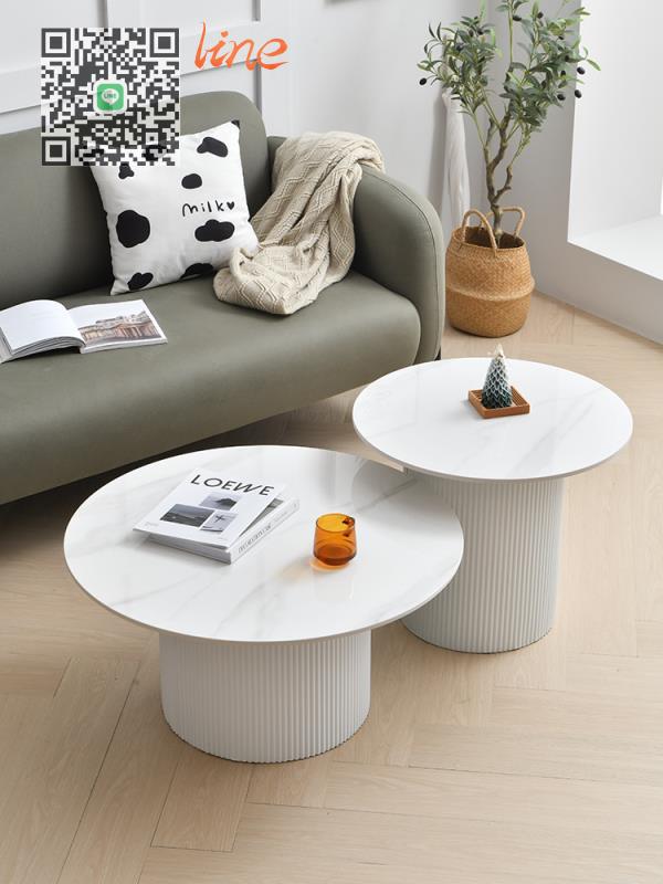#巖板#北歐 小戶型 客廳 家用 茶幾圓形巖板 簡約 現代 極簡 鐵藝 茶桌 創意 組合