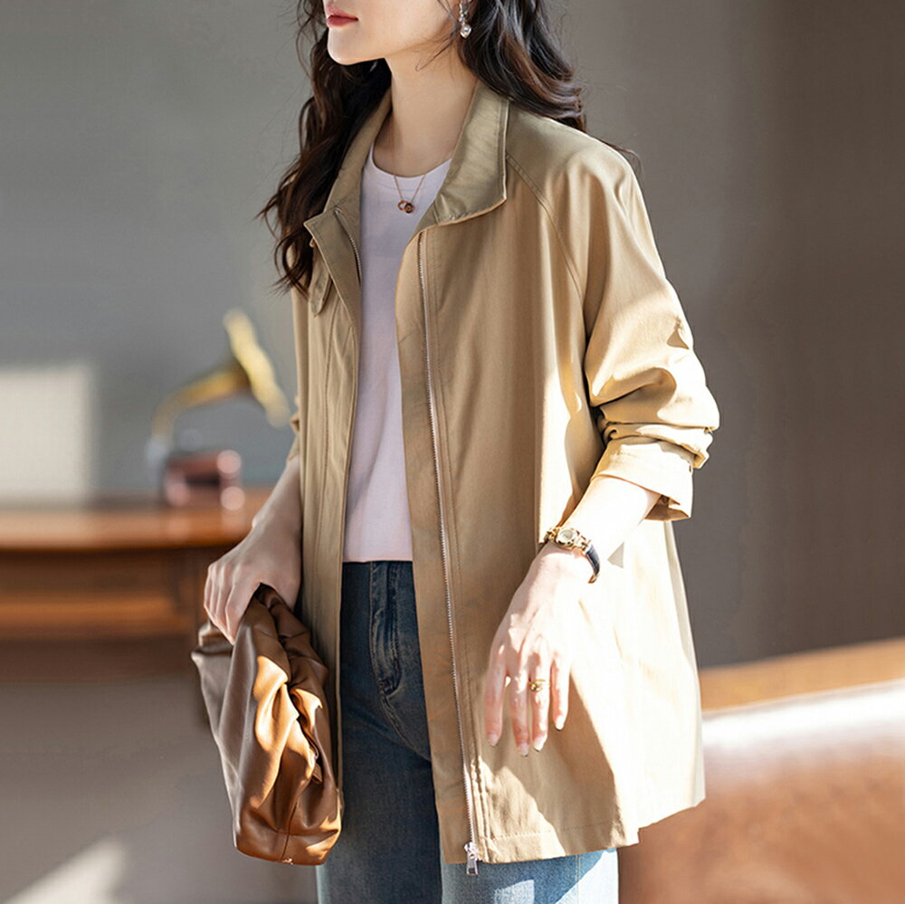 ＊ORead＊韓版立領中長休閒外套(卡其色S~4XL)【限定加碼✿全館滿額再折】