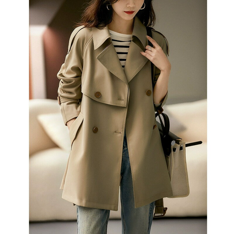 【巴黎精品】現貨+預購 風衣外套防風大衣-高級感中長版百搭通勤女外套a1di16