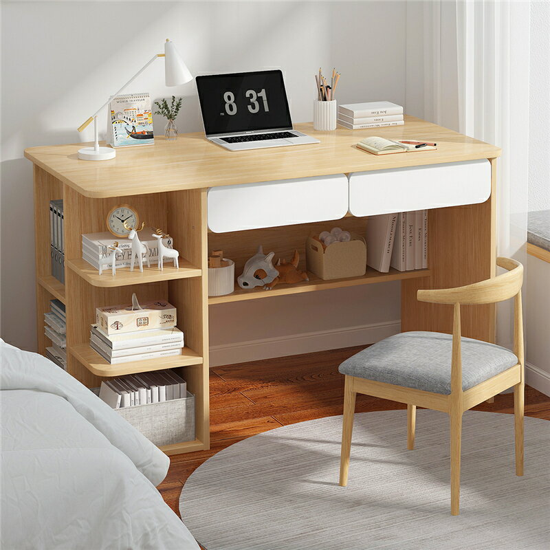 電腦桌家用簡約租房小桌子臺式桌臥室書架一體辦公桌現代寫字桌