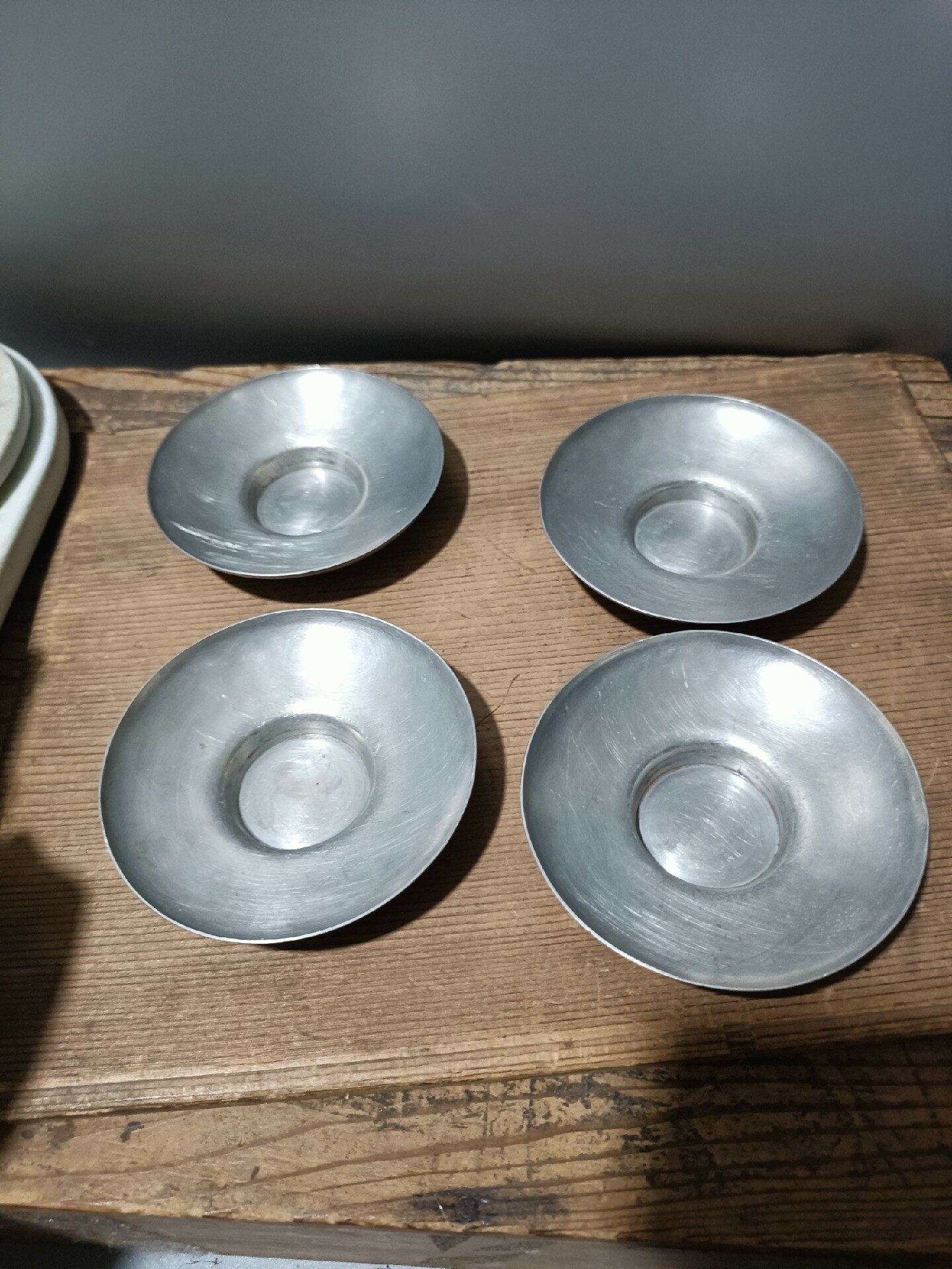 煎茶道具清時代「金泰源造」古錫漢詩，松石不老千年壽，沈存周，茶托