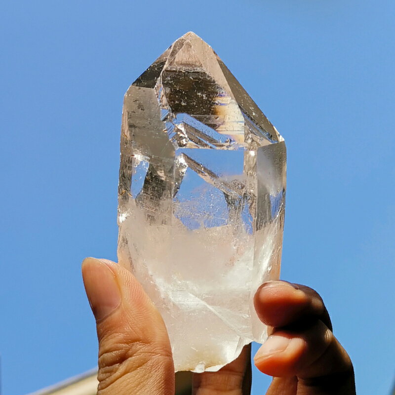 喜馬拉雅鐳射白水晶晶簇擺件 天然單尖晶礦標水晶原礦居家辦公