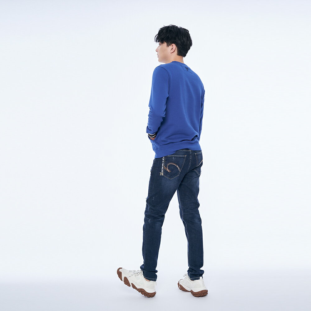 男銀箔條紋長袖T恤-藍色【5th STREET】【APP下單享4%點數】 3