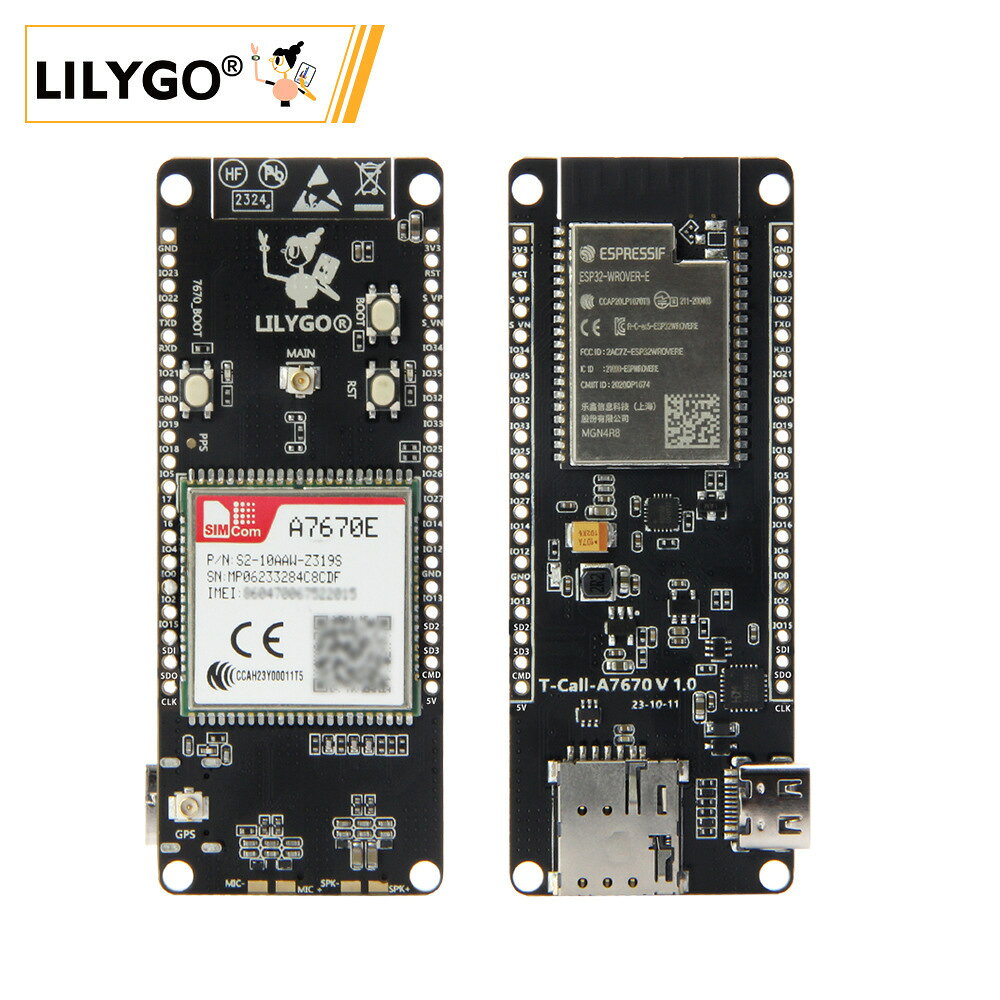 LILYGO® T-Call A7670 4G 2G ESP32 開發板A7670E LTE GSM 模組B0321