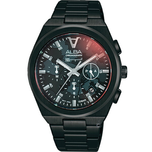 ALBA 雅柏錶 東京精彩時刻計時腕錶 VD53-X380SD(AT3H61X1)-41mm-黑面鋼帶【刷卡回饋 分期0利率】【APP下單4%點數回饋】