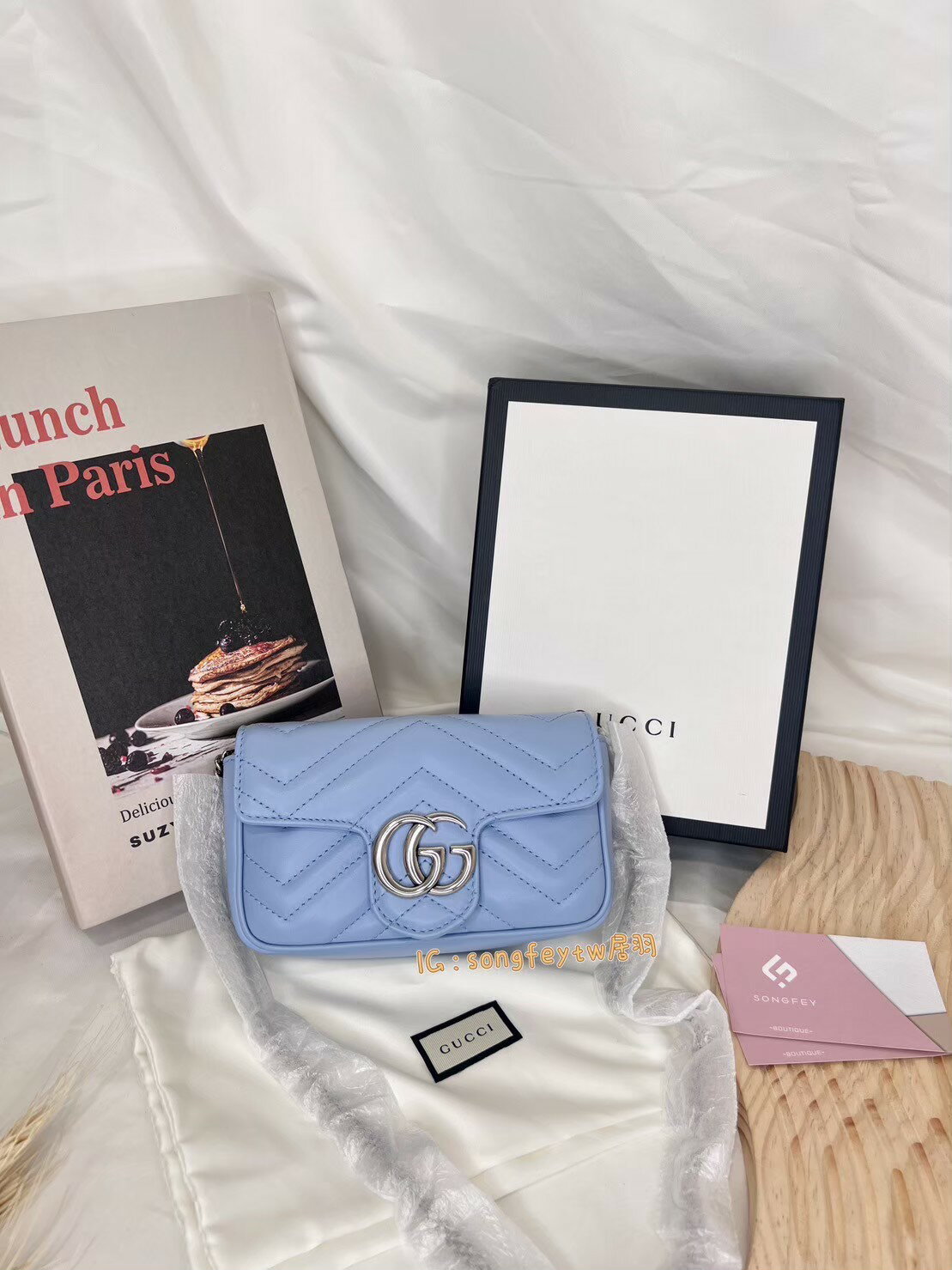 歐美代購 臺灣現貨 GUCCI GG Marmont 牛皮掀蓋郵差包 信封包 斜揹包 馬夢