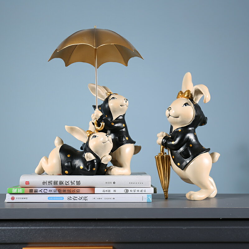 北歐客廳酒柜擺件創意家居裝飾品兔子現代簡約時尚電視柜擺設