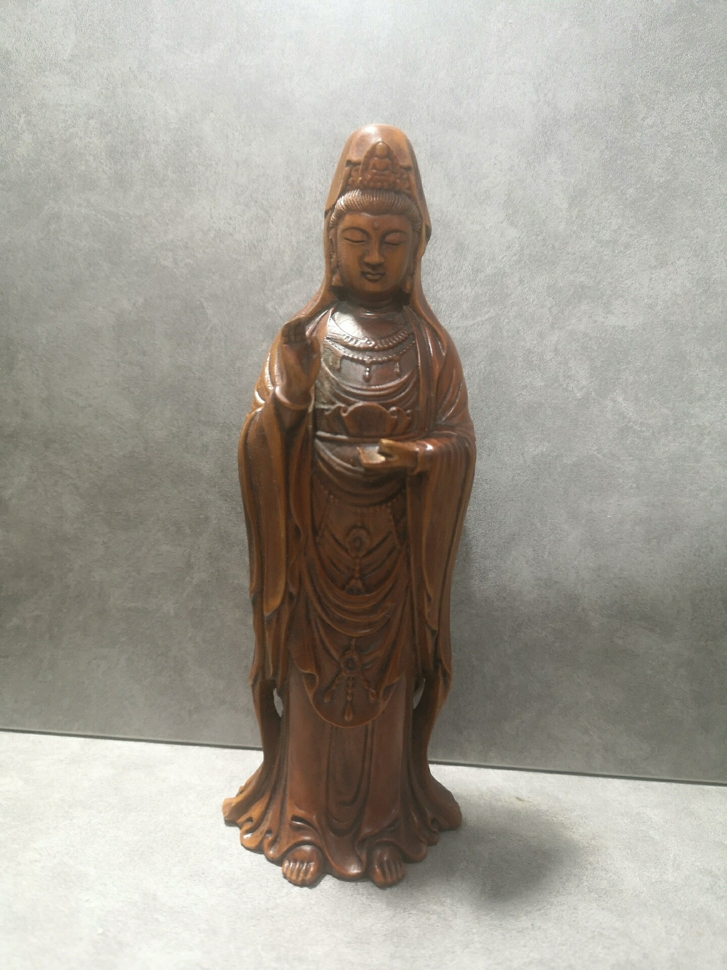 日本回流木雕擺飾佛像觀音菩薩擺飾，圖片實拍，小葉黃楊木精雕，