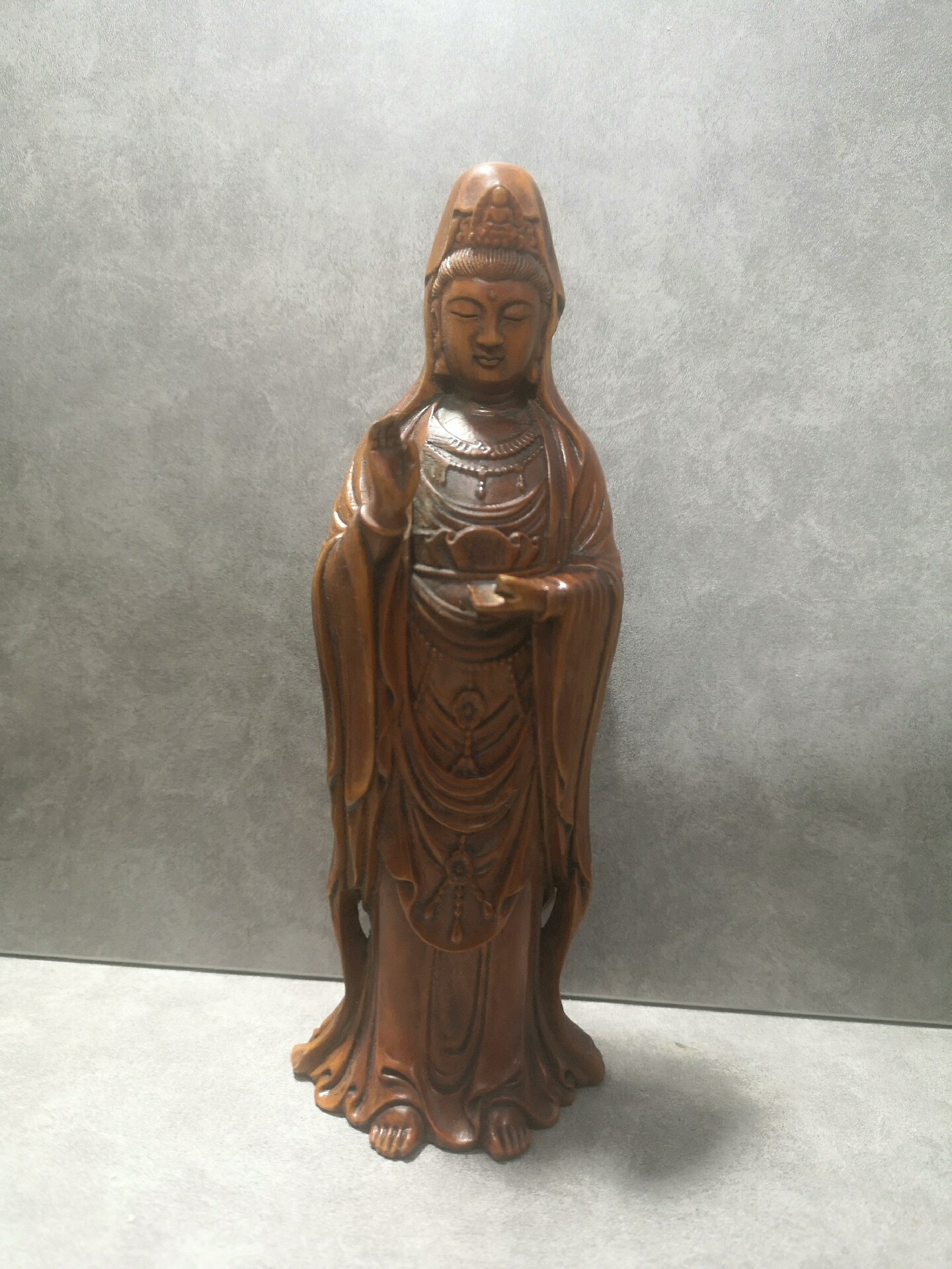 日本迴流木雕擺飾佛像觀音菩薩擺飾，圖片實拍，小葉黃楊木精雕，