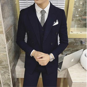 FINDSENSE品牌 韓國男 翻領 雙排扣 小西裝 修身西裝 西裝外套 單件外套
