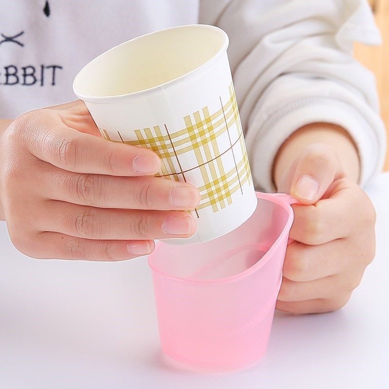 加厚一次性紙杯子杯託加硬塑膠茶托杯架隔熱託透明水杯杯座環保