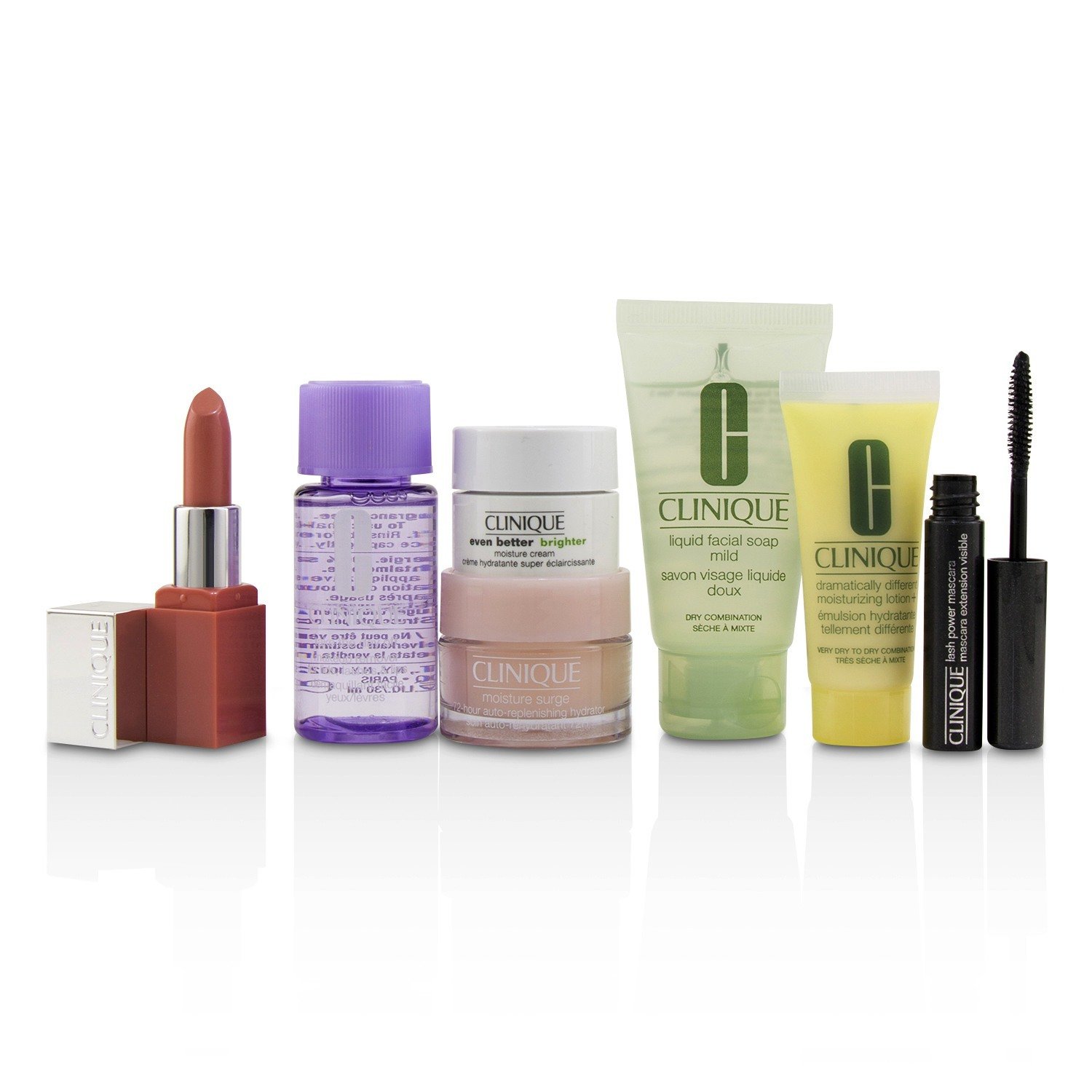 倩碧 Clinique - 旅行組: 去光水30ml+洗面慕斯30ml+深層特效水嫩補濕霜15ml+平衡修護奇蹟乳15ml+保濕霜7ml+ 睫毛膏2.5ml+唇膏 2.3g