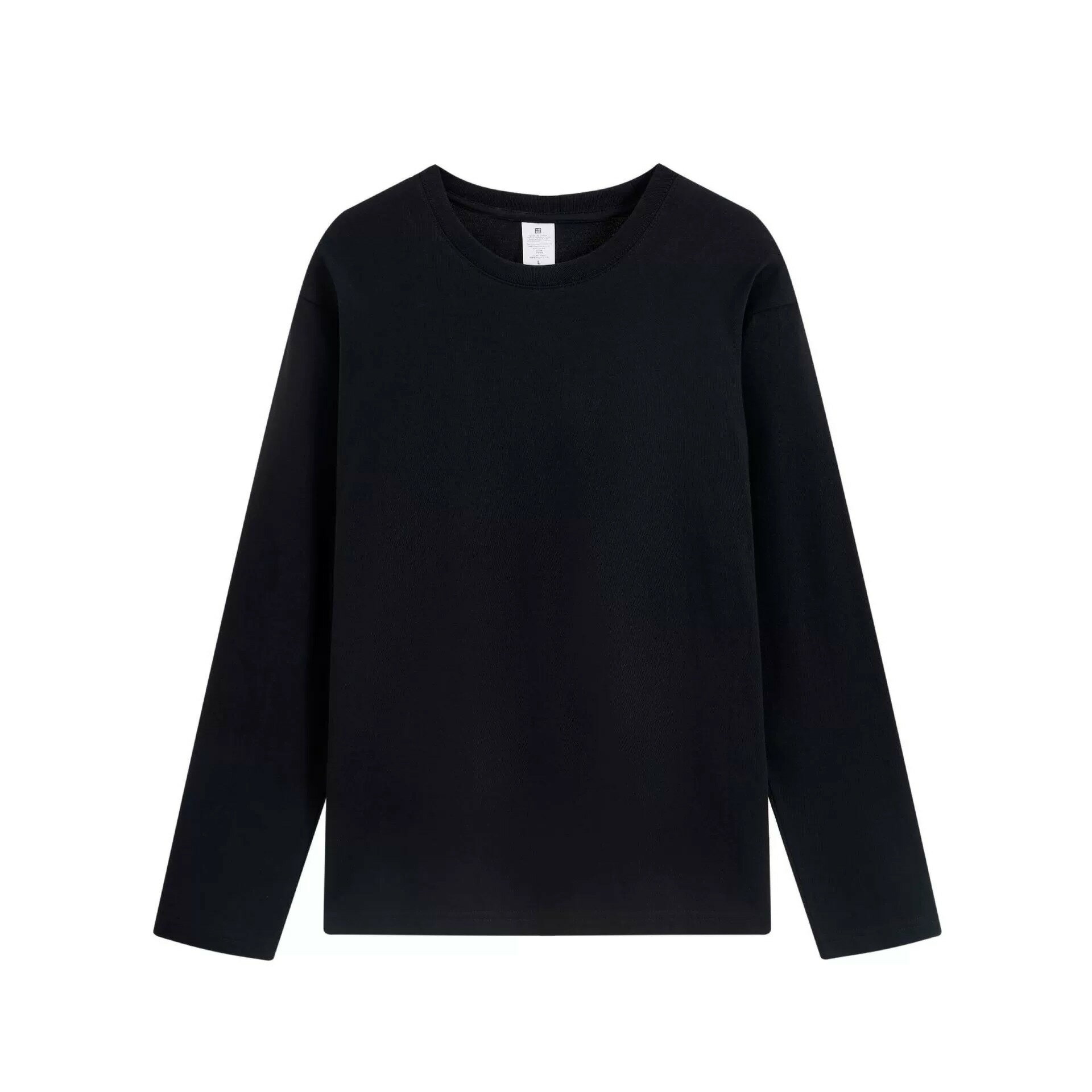 【喜挖】220g簡約內搭內搭衫女秋長袖純棉正肩T恤男圓領純色情侶衣服 0