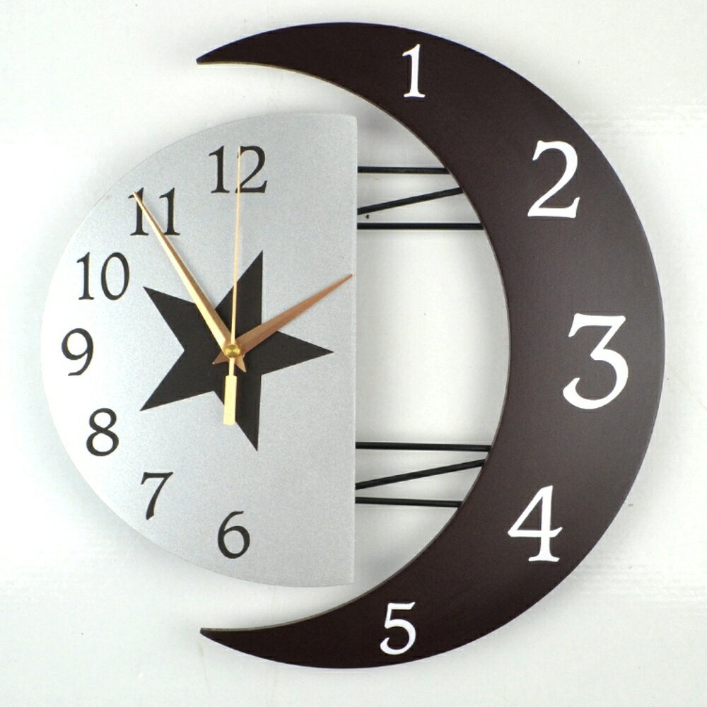 掛鐘現代裝飾創意掛鐘靜音客廳鐘錶個性簡約掛錶時尚臥室日月石英時鐘 都市時尚DF