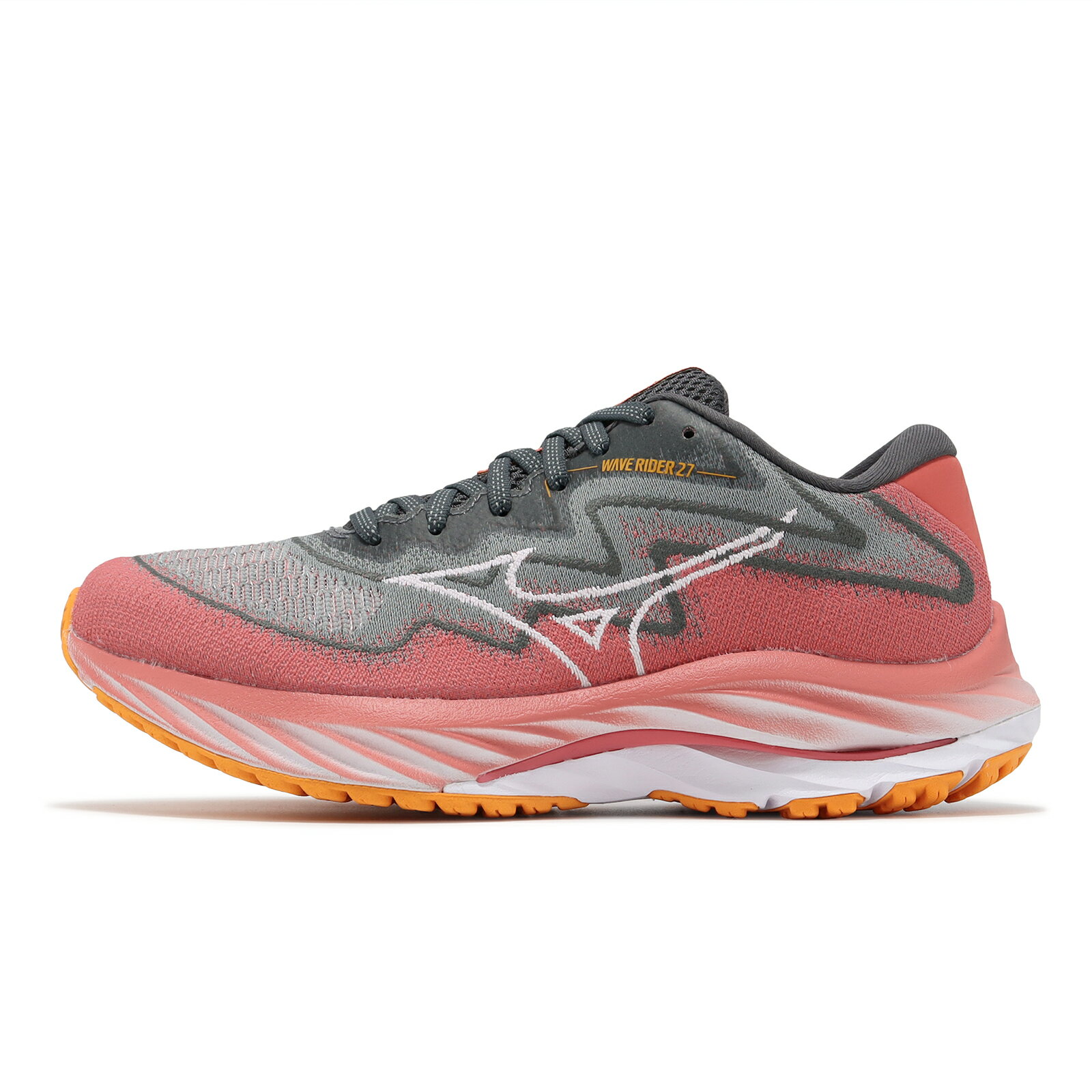 Mizuno 慢跑鞋 Wave Rider 27 SSW Super Wide 女鞋 超寬楦 紅灰 波浪片 美津濃 J1GD2377-71