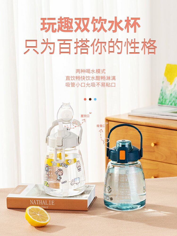 水壺大容量耐高溫塑膠女生噸噸桶1000ml大肚杯網紅水杯戶外便攜