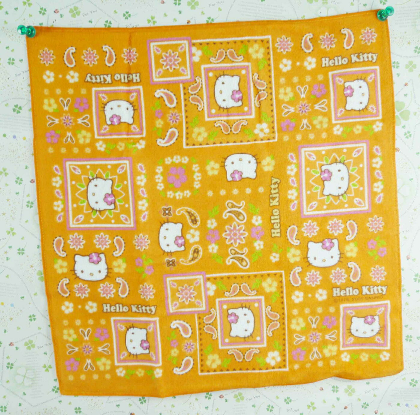 【震撼精品百貨】Hello Kitty 凱蒂貓 方巾/毛巾-橘色花朵 震撼日式精品百貨