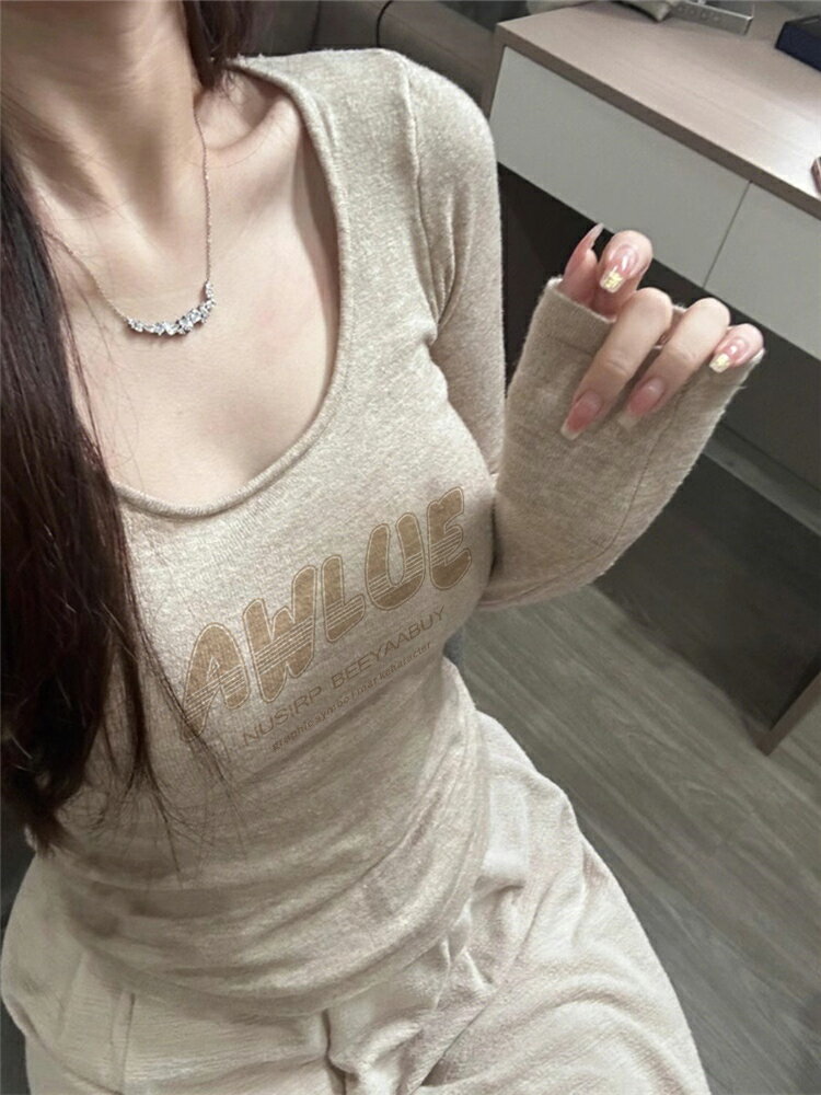 純欲風德絨打底衫女秋冬內搭新款修身顯瘦保暖t恤高階感上衣