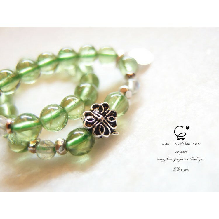 四葉幸運草/綠磷灰石/拉長石/水晶手鍊/925純銀/[晶晶工坊-love2hm] 7