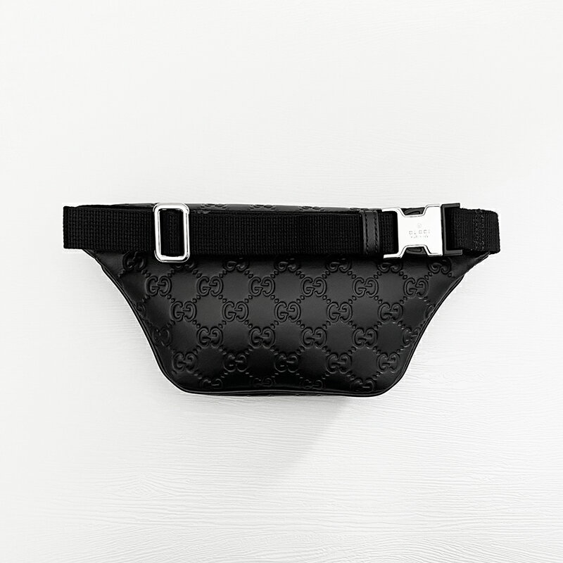 美國百分百 全新真品 GUCCI 皮包腰包胸包斜背包皮革男包歐洲精品壓紋印花黑色CU16 美國百分百直營店 Rakuten