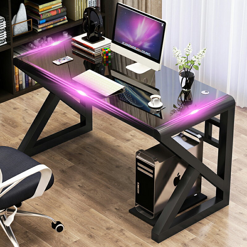 電腦臺式桌家用 簡約現代經濟型書桌 簡易鋼化玻璃電腦桌學習桌子