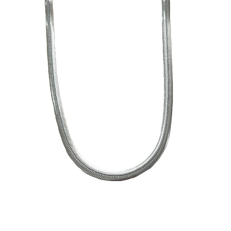 巴黎精品】現貨+預購925純銀項鍊純銀鎖骨鍊-扁形蛇骨重工質感女