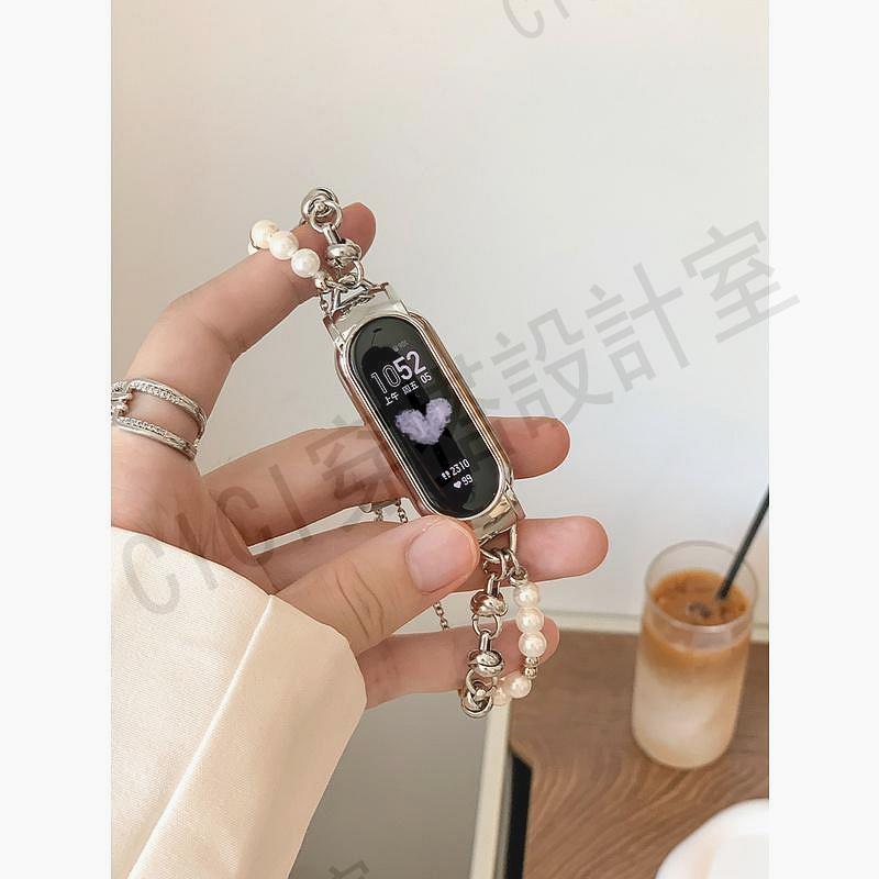XIAOMI MI 時尚手鍊鏈帶適用於小米 Mi Band 5 6 7 8 智能手錶錶帶 Wirtsband Miban【亞德機械五金家居】 1
