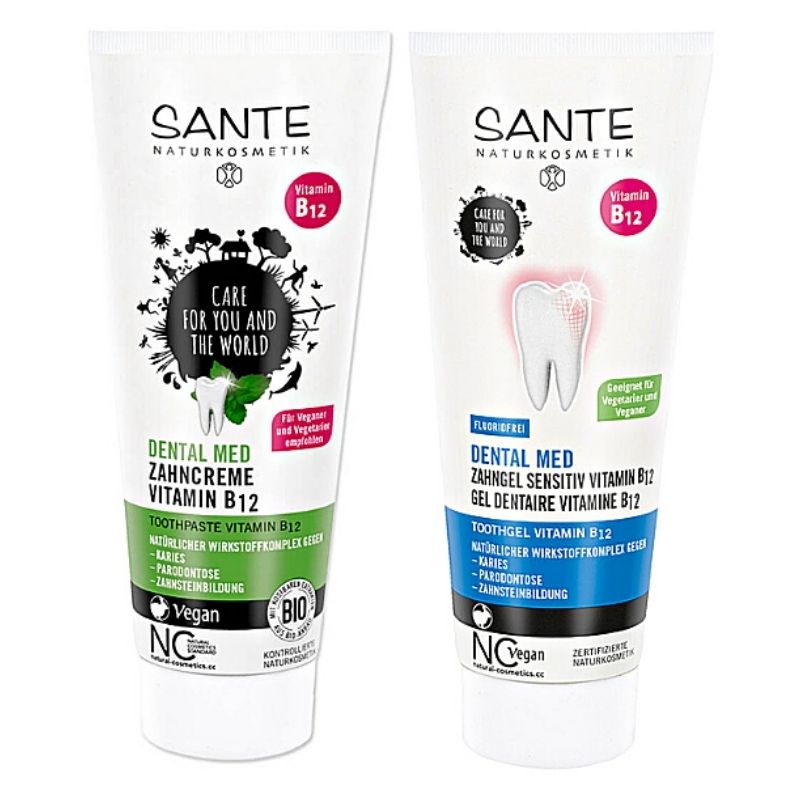 德國 Sante 沙達 維他命B12牙膏 含氟/不含氟 75ml  口腔 清潔 附發票【心心哈德】現貨 全館499超取免運｜全場下殺★滿額再享折扣
