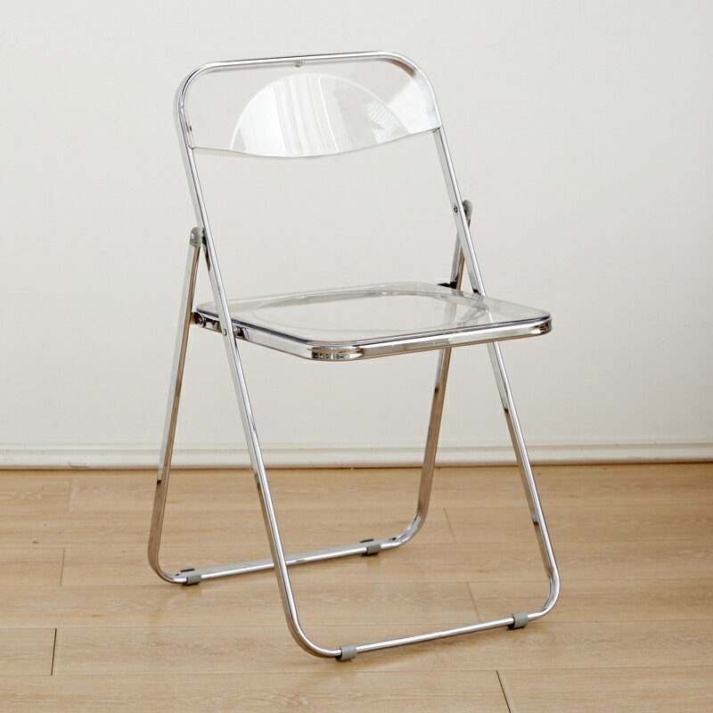 折疊椅 靠背椅 辦公椅 透明椅子壓克力餐椅ins時尚網紅拍照凳子塑料折疊椅服裝店化妝椅『JJ2236』
