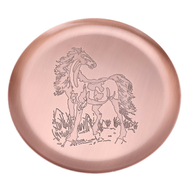 鑄山堂紫銅茶盤圓形壺承干泡盤茶托盤壺墊功夫茶具擺件裝飾零配件 2