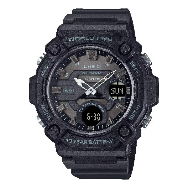 CASIO卡西歐 AEQ-120W-1BV 10年電力超大尺寸錶殼雙顯錶 黑麵 52.2mm｜樂天全館特惠中★指定刷卡回饋10%
