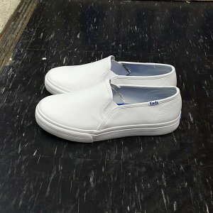 Keds 懶人鞋 白色 全白 皮革 基本款 小白鞋 修長 2公分 鬆緊帶 DOUBLE DECKER LEATHER WH59799
