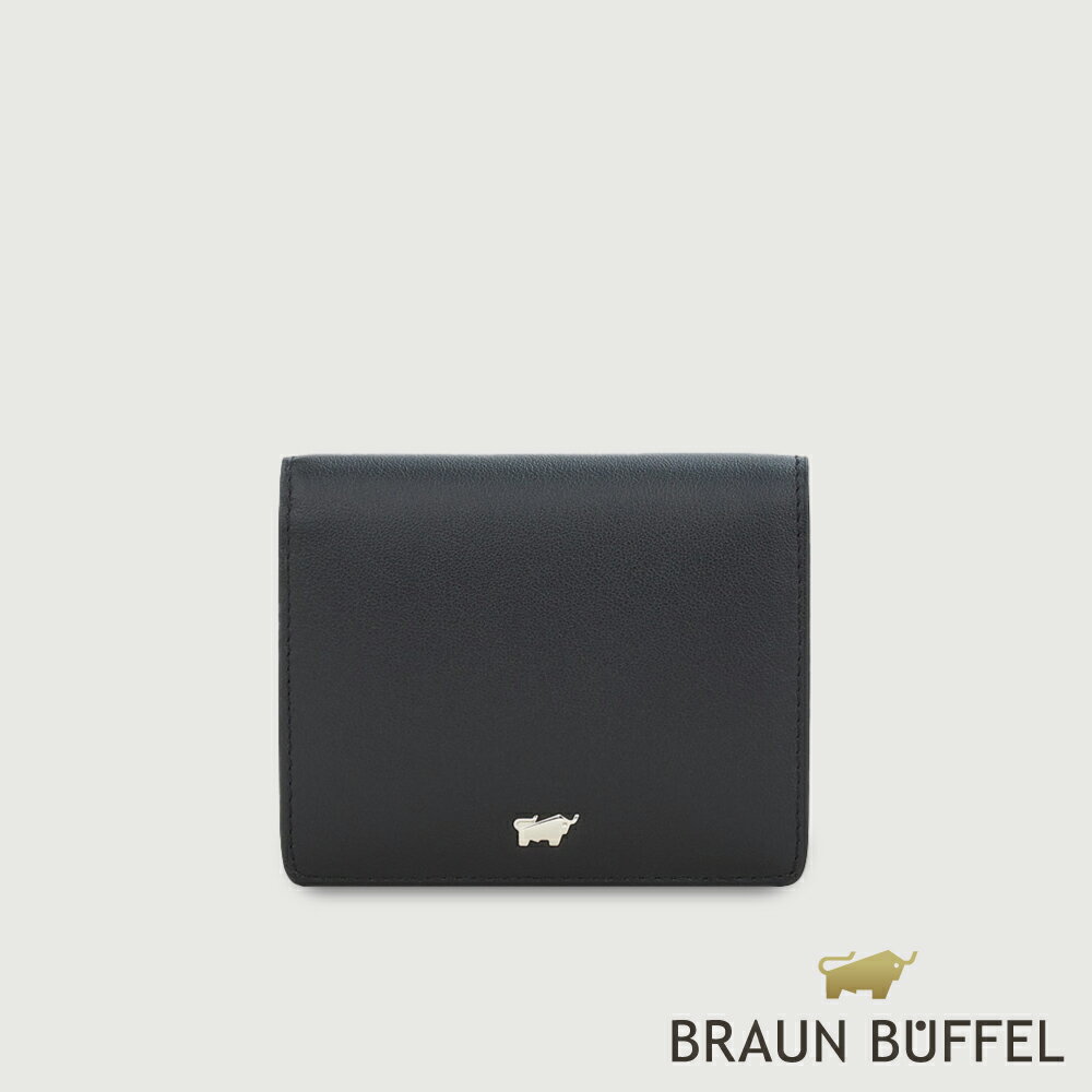 【BRAUN BUFFEL 德國小金牛】臺灣總代理 維那斯-B 3卡兩折短夾-黑色/BF849-401-BK
