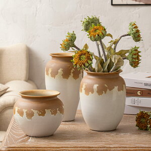 梵高向日葵日式小清新粗陶干花家居裝飾擺件花瓶插干花可水培花器