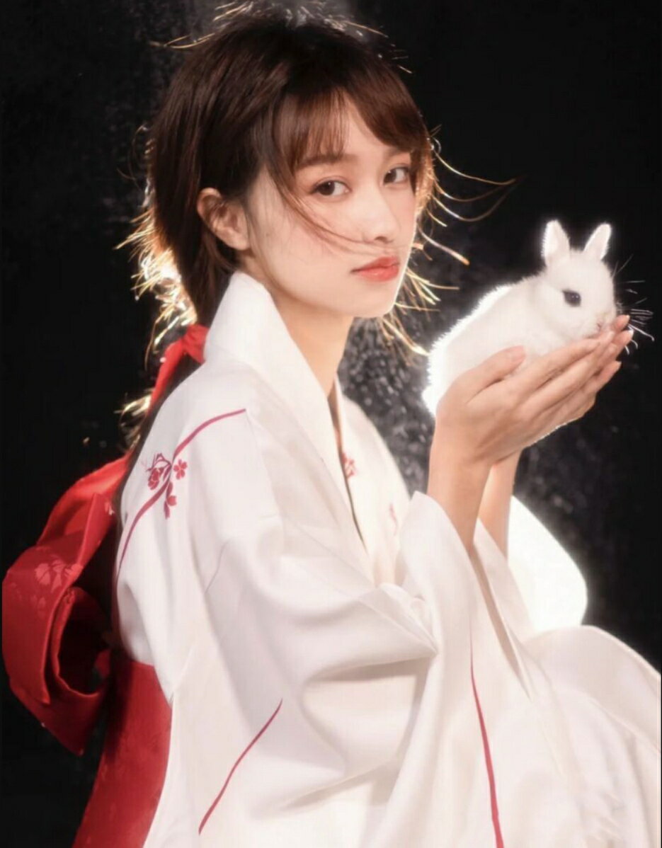 古裝漢服攝影神明絕美少女日式寫真主題玉兔裝飾小白兔子拍照道具