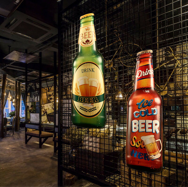 免運 美式復古懷舊餐廳飯店燒烤店啤酒瓶蓋立體鐵皮畫壁掛裝飾外貿熱銷