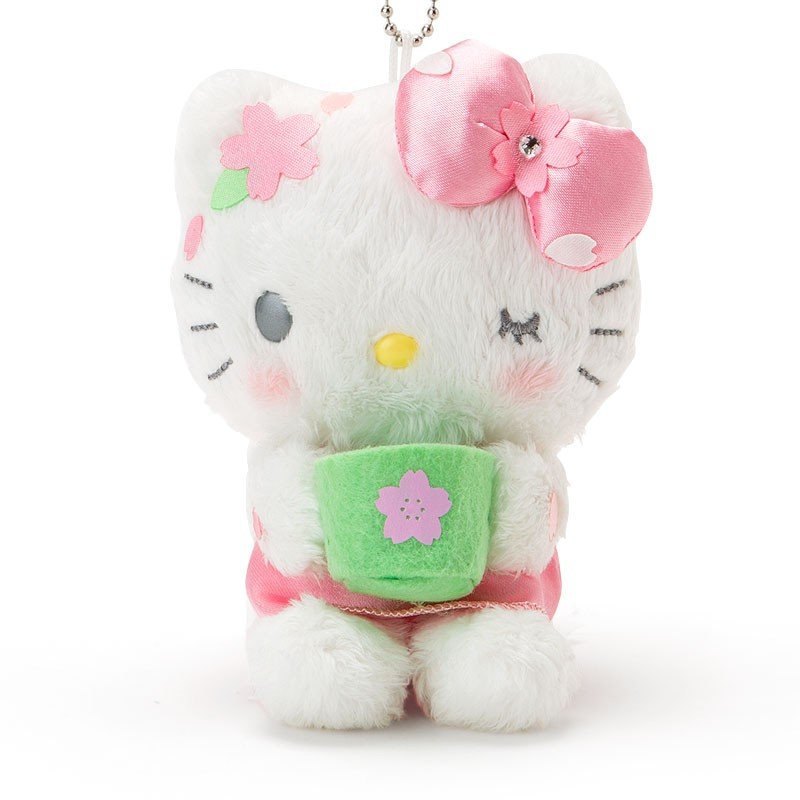 大賀屋 日貨 HELLO KITTY 玩偶 吊鍊 吊飾 鑰匙圈 娃娃 玩具 KT 櫻花 三麗鷗 正版 L00010991