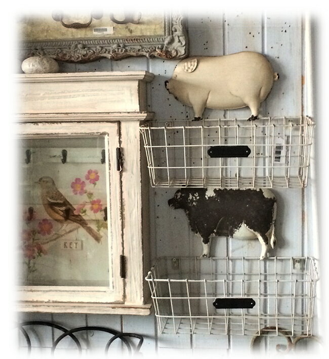 厄巴納美式鄉村動物鐵筐壁掛復古收納墻飾 花器 兩款可選1入