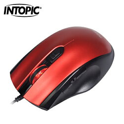 INTOPIC 廣鼎 疾速飛碟光學滑鼠 紅色 MS-092-RD【加贈軟水壺】【三井3C】