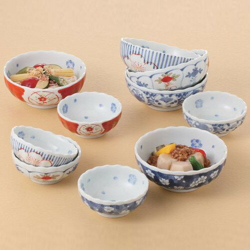 【領券滿額折100】 西海陶器 有田燒 染錦繪 菊型親子缽組(10入)