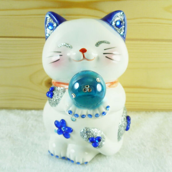 【震撼精品百貨】招財貓 招き貓 藍貓抱球【共1款】 震撼日式精品百貨