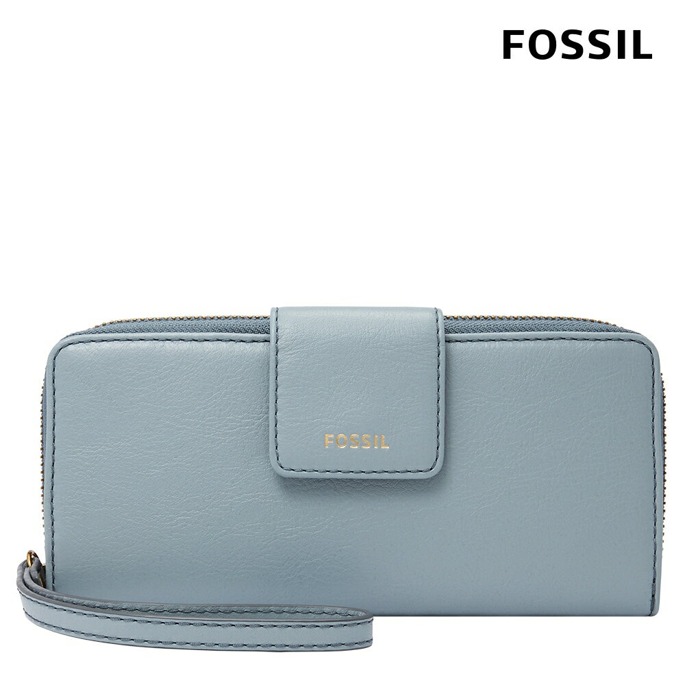 送禮首選★FOSSIL Madison 真皮拉鍊長夾-煙燻藍灰 SWL2228180【美國時尚品牌】 附防塵袋+提袋【全館滿額折價★FOSSIL全系列包夾送美妝蛋】