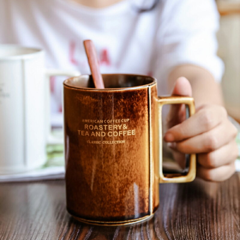 創意美式掛耳咖啡杯 歐式茶具茶水杯子 簡約陶瓷馬克杯牛奶杯家用
