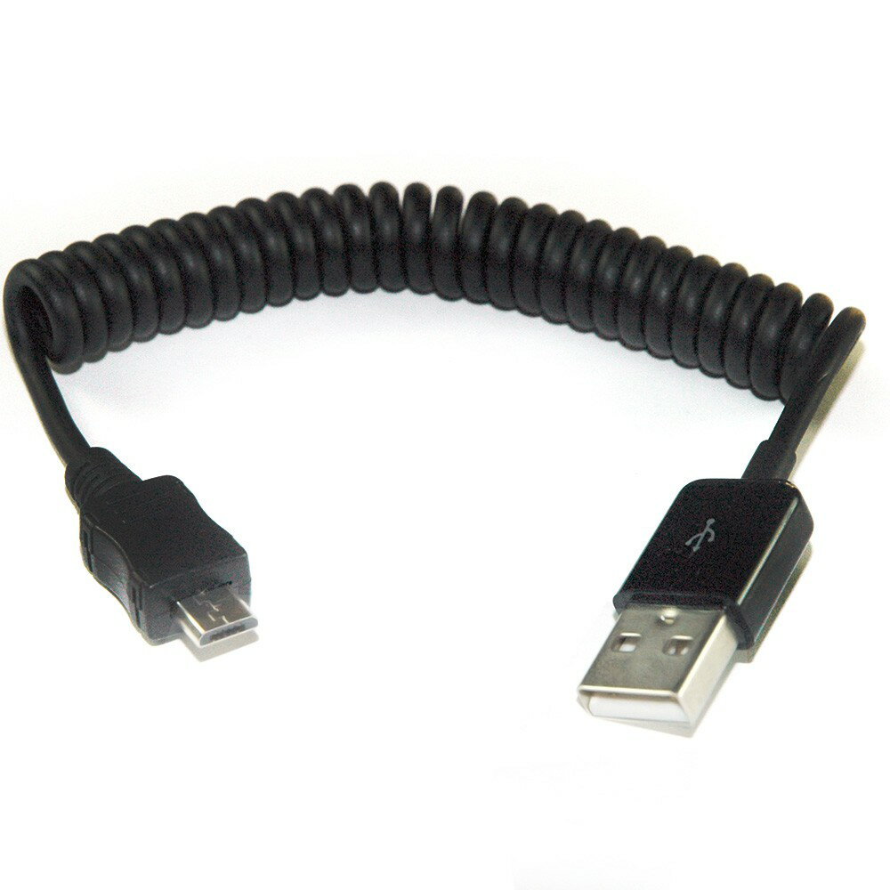 fujiei Micro USB 傳輸線1M (彈簧延長線) USB2.0 A公-micro B 線材好收納不雜亂
