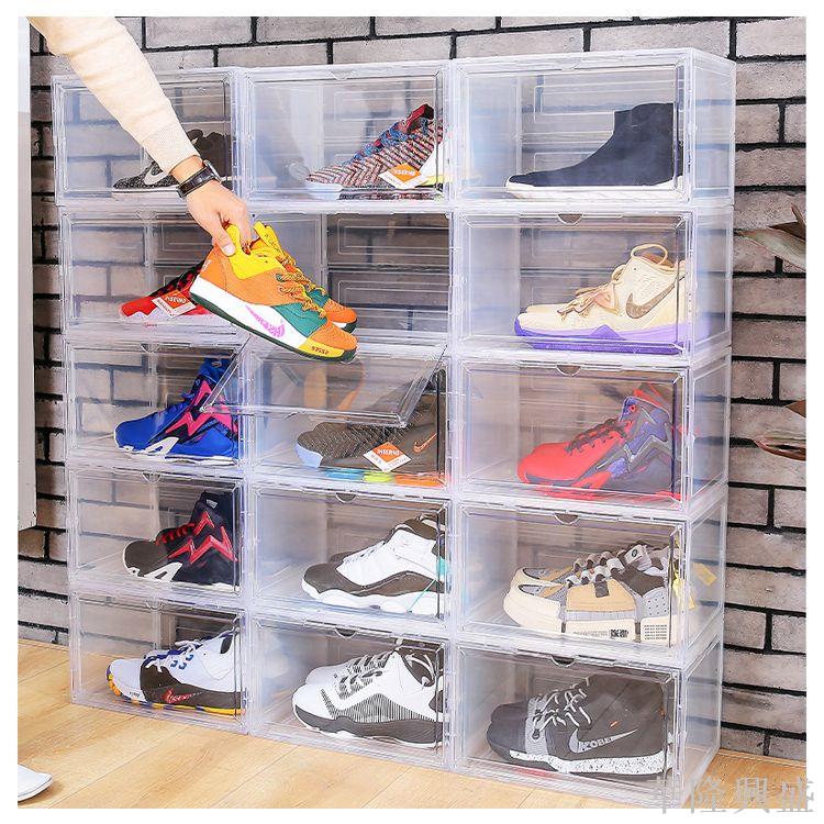 鞋盒AJ鞋子收納盒宿舍鞋盒側開鞋盒磁吸透明鞋盒宿舍鞋盒家用