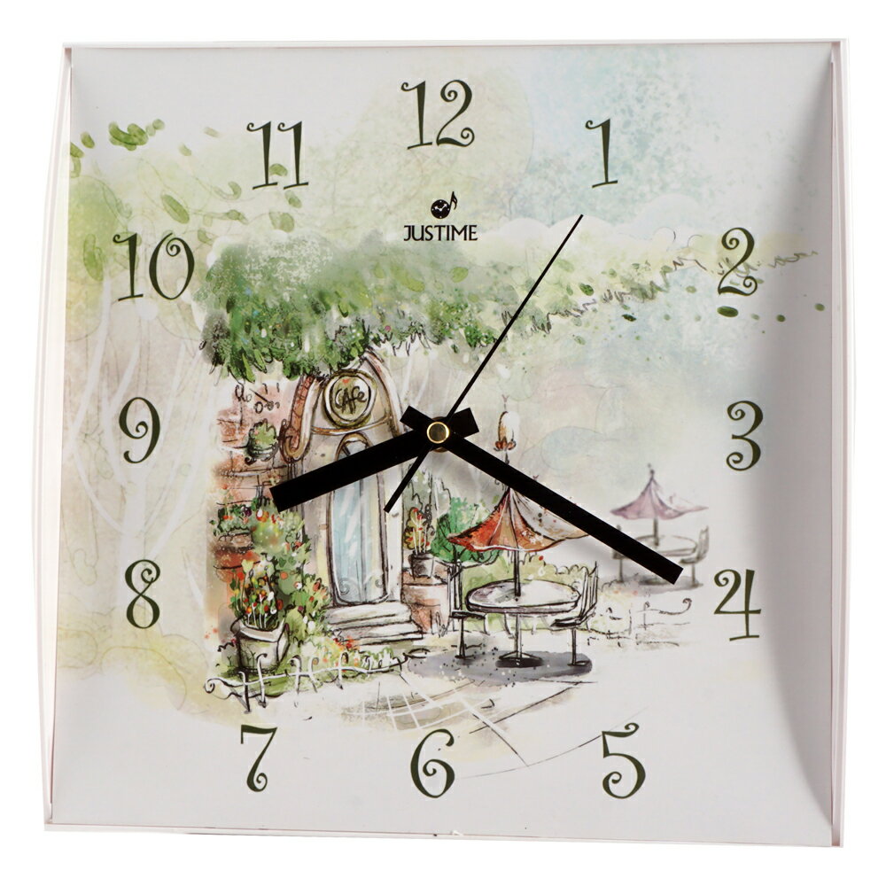【鐘情坊 JUSTIME】日韓畫風系列方型時鐘 清晰易讀 靜音掛鐘 靜音滑行省電 方形時鐘 壁鐘 家飾品掛鐘
