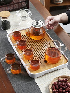 晟窯透明玻璃茶具套裝家用功夫茶杯簡約客廳辦公室紅茶茶壺小茶盤